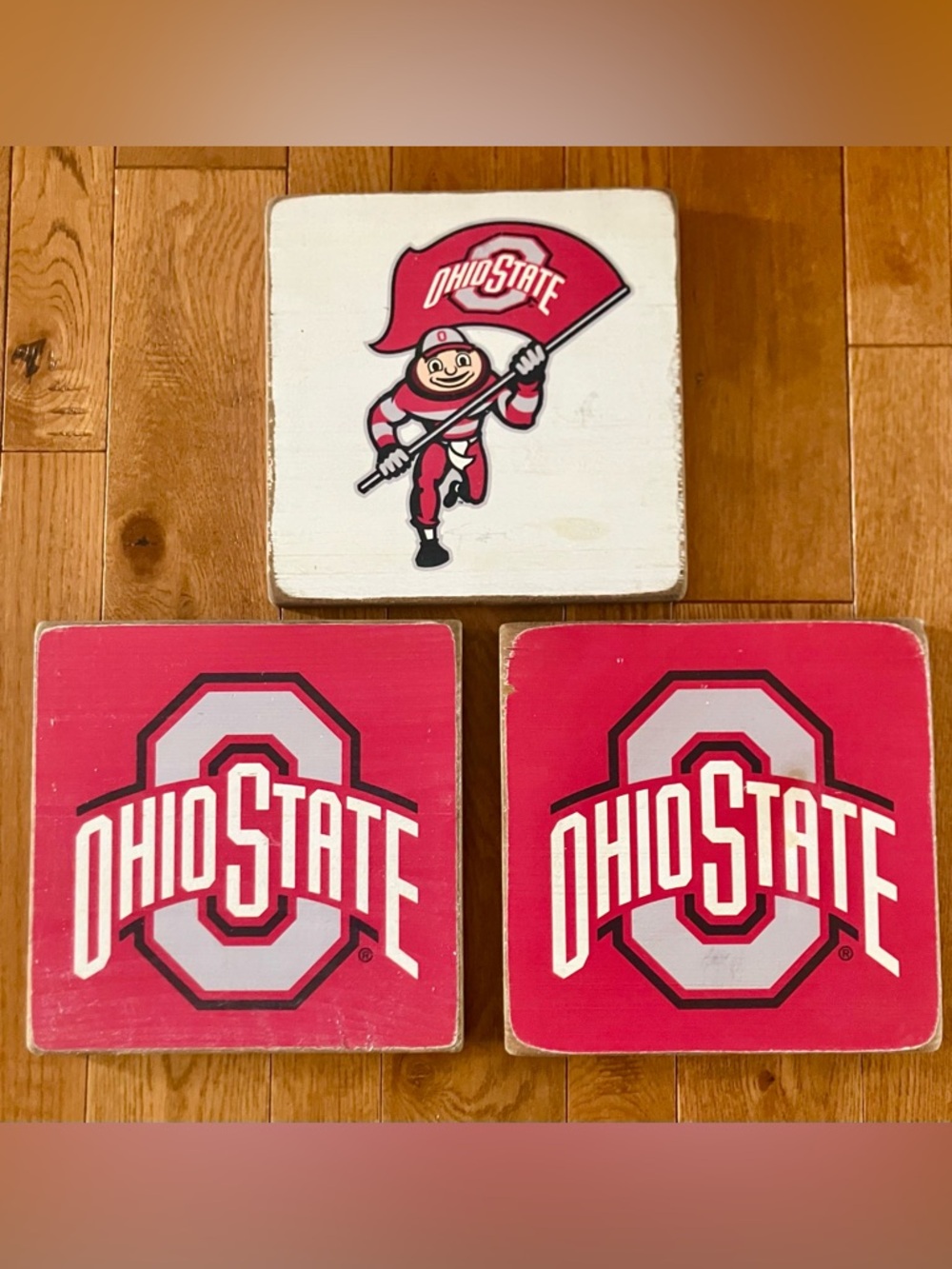 Ohio State Buckeyes Vintage Home Decor Wall Hanging Rustic Marlin Office Blocks